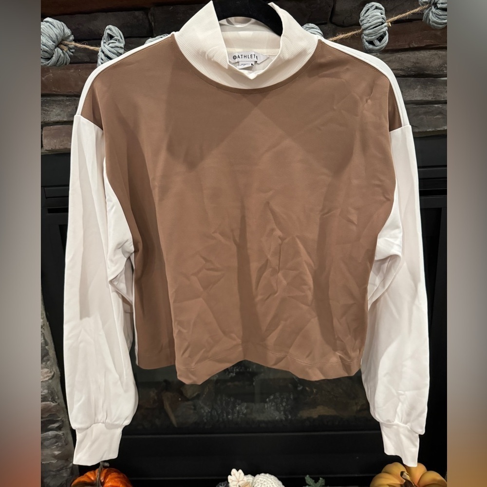 Athleta Venice Sweatshirt Size XS Brown Front Cream Back